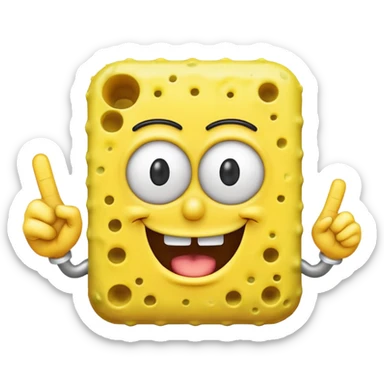 Can you create a sponge bob emoji holding up its middle finger?  sticker