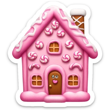 pink gingerbread house with bow sticker