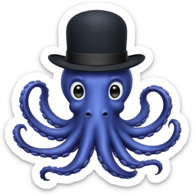 Henry the Octopus from the Wiggles with black hat and bow tie, indigo skin sticker