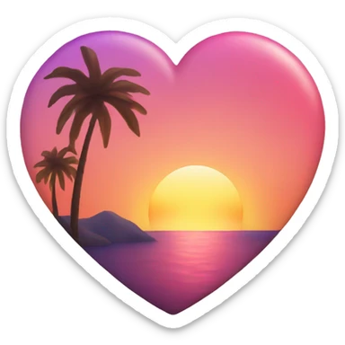 sunset with hearts sticker
