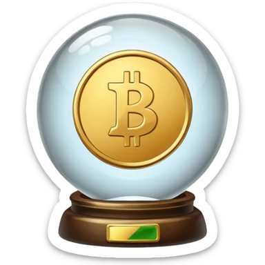 crystal ball with a coin next to it sticker