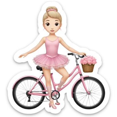 Pretty ballerina on a bicycle sticker