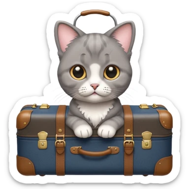 Gray scottish fold with baggage sticker