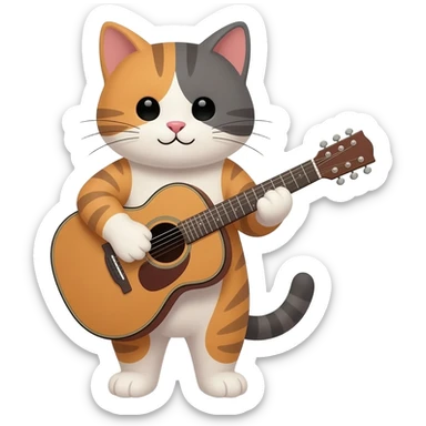 cat playing a guitar sticker