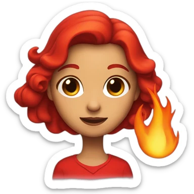 the girl in red with fire in the hand sticker