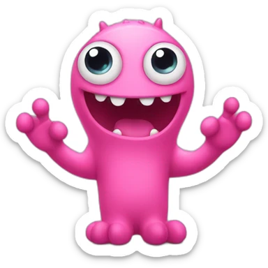 little pink monster waving sticker
