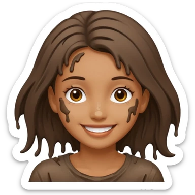 girl with mud on her sticker