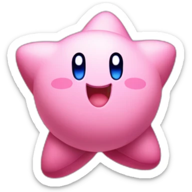 cute happy Kirby jumping on a star sticker