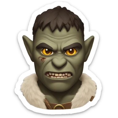 Brown Orc with a white palm on his face from the Lord of the Rings shows a heart sticker