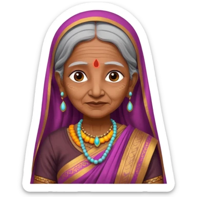 indian sari ancient old woman sticker