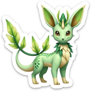 Sparkly White And Green Natural Flowery Colorful Leafeon-Flygon-Fakémon-hybrid-creature (full body)  sticker