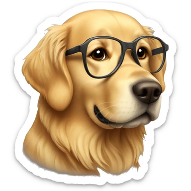Golden retriever with glasses sticker