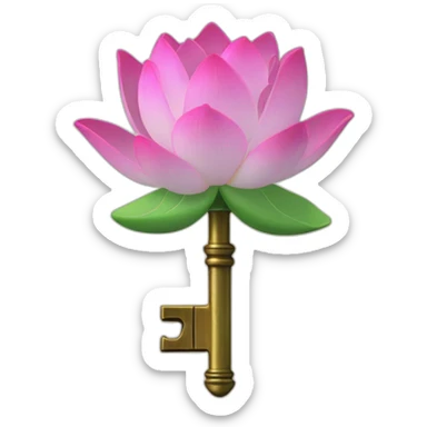 Open lotus flower on top of a skeleton key sticker