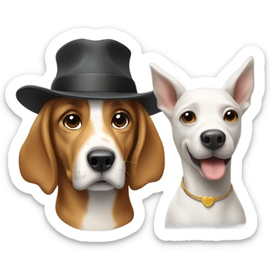 Dog with a horse wearing a hat  sticker