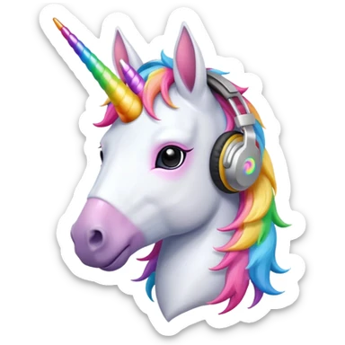 headphone wearing unicorn sticker