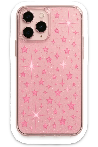 girly sparkling phone case, pink, cute sticker