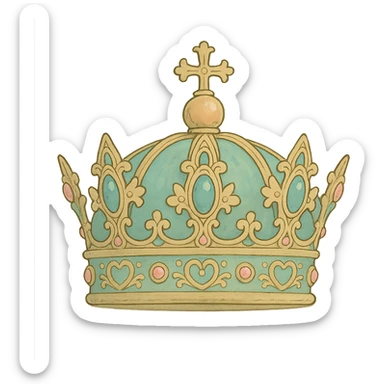 ghibli style ornate crown with soft colors sticker