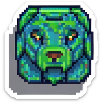 Minecraft logo inspired icon, blocky pixel art style sticker