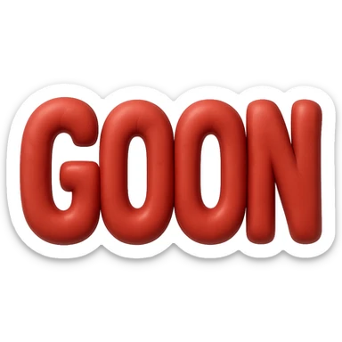 Create the word 'GOON' formed from muscled flesh with only a few defined muscle shapes. The look should be bold and organic but less exaggerated with minimal muscle detail. No background, transparent background. sticker