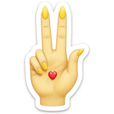 Yellow middle finger emoji with a small heart on the middle fingers nail. Other fingers should remain in the yellow tone sticker