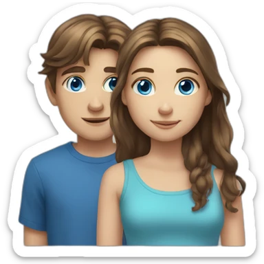 brother and sister teenagers brown hair blue eyes sticker