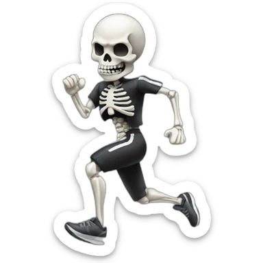 skull emoji with full body running sticker