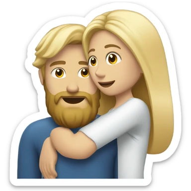 blonde woman long hair, hugging a blonde man with beard. he short hair sticker