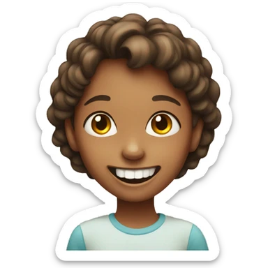 smiling girl with gap teeth sticker