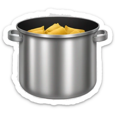 Stainless steel pot with black handlers, tamales inside sticker
