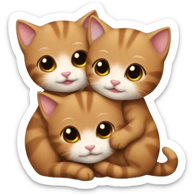 Brown kittens cuddling in love  sticker