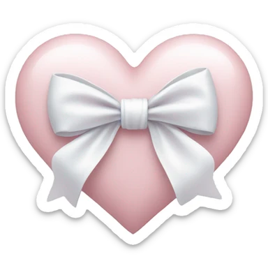 Pastel pink heart with white bow sticker