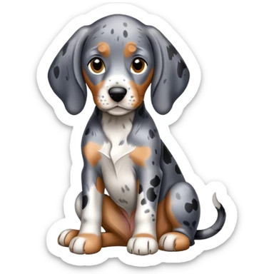 adorable sitting bluetick coonhound puppy with floppy ears and spotted coat sticker