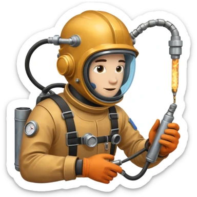 Buceador comercial trabajando, soldando una estructura metalica bajo agua soldandooooo sticker