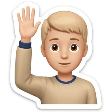 generate realistic detailed boy with hi hand 3d style sticker