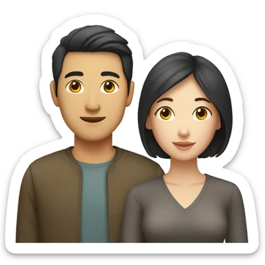 Asian man and Caucasian woman sticker