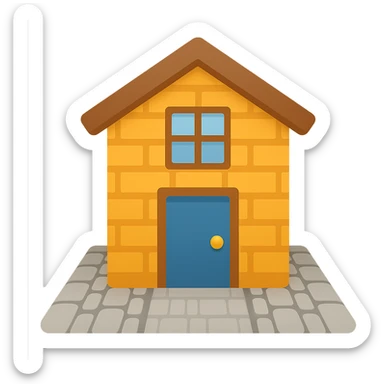 Create an extremely simple building design in a narrow alleyway, inspired by emoji style. The image should have no background and maintain the simplicity and clarity typical of emoji aesthetics. sticker