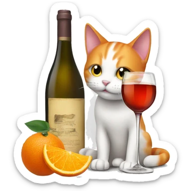 Orange and white cat drinking wine sticker