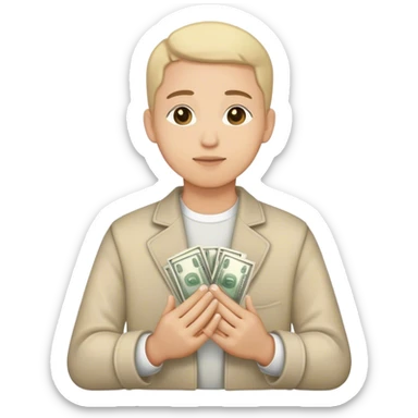 Prayer hands holding money sticker