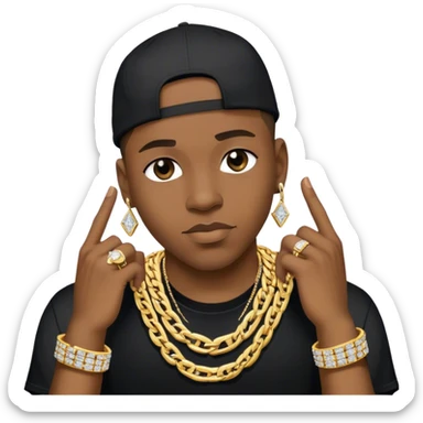 Rapper with gold and diamond chain sticker
