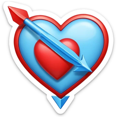 A blue arrow in a red heart sticker