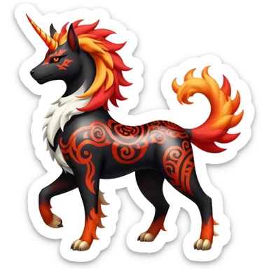 Shiny Exotic Gothic Rapidash-Houndoom-Arcanine-Pokémon-Fakémon-hybrid-creature sticker