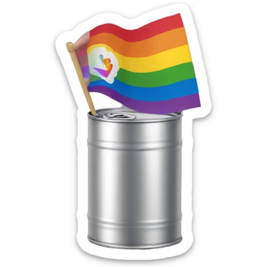 can holding pride flag sticker