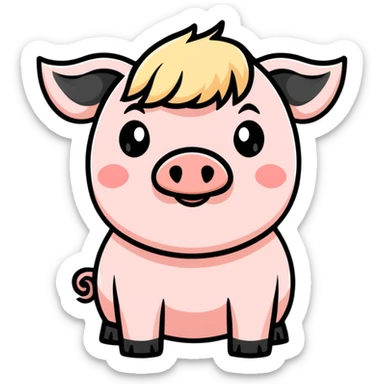 pig with blonde fringe sticker