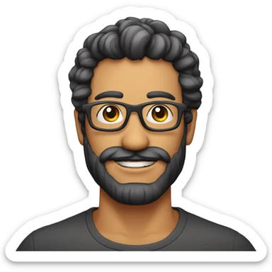 Homem de 40 anos sem barba usando óculos e com cabelos ondulados sticker