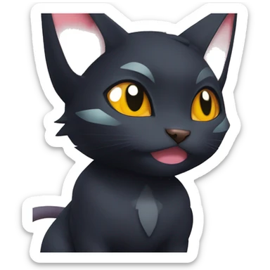 Cool Cute Edgy Black Dark Chibi Cat-Noibat-Noivern-Litten-Pokémon-Fakémon-hybrid sticker