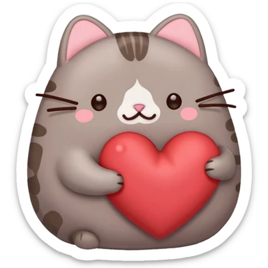 pusheen heart red sticker