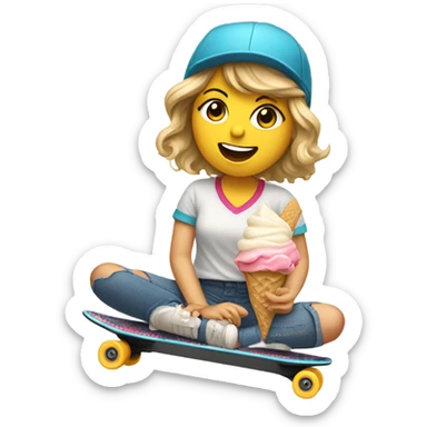 taylor swift eating ice cream riding a skateboard  sticker