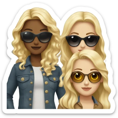 three girls with sunglasses. one long blonde. one wavy blonde and one brunette  sticker