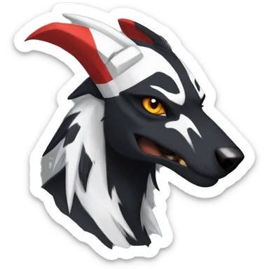 Black Cool Edgy Sergal-Houndoom-Fakémon  with White and Red Edgy markings sticker