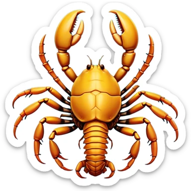 Cinematic Comical Emperor Scorpion Portrait Emoji, Head tilted dramatically with an exaggeratedly amused expression, featuring a striking, glossy exoskeleton with boldly defined pincers and wide, expressive eyes filled with playful disbelief, Simplified yet hilariously expressive features, highly detailed, glowing with a slightly sassy glow, high shine, dramatic yet playful, stylized with an air of cheeky desert mischief, soft glowing outline, capturing the essence of a spirited and over-the-top scorpion that feels like it could snap its pincers into internet fame instantly! sticker